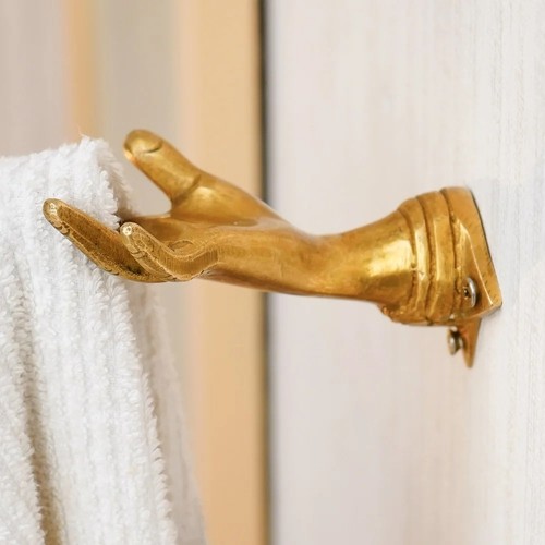 Brass gold hand form - form, wandhaken