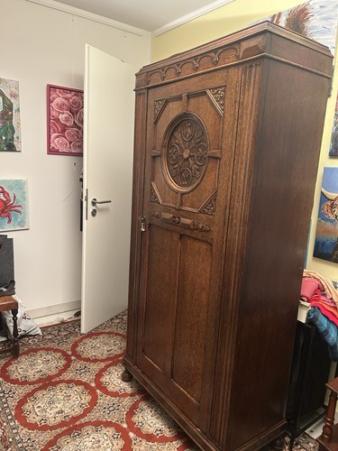 Antiker eichen schrank mit - eichen-schrank,